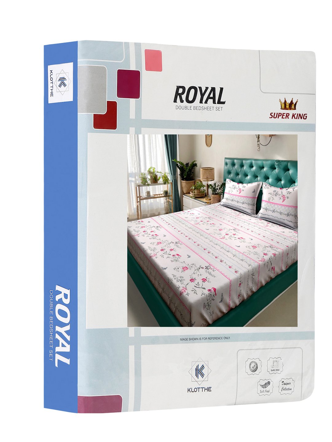 Cream Floral 300 TC Cotton Blend Double Bedsheet in Book Fold Packing