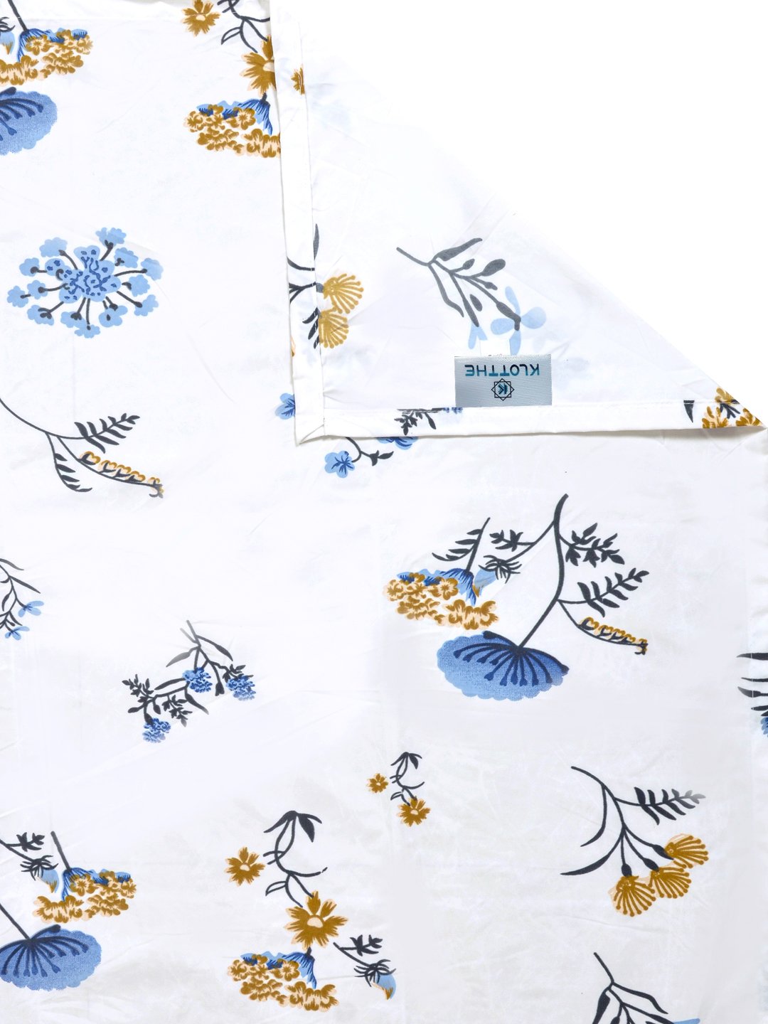 White Floral 300 TC Cotton Blend Double Bedsheet with 2 Pillow Covers