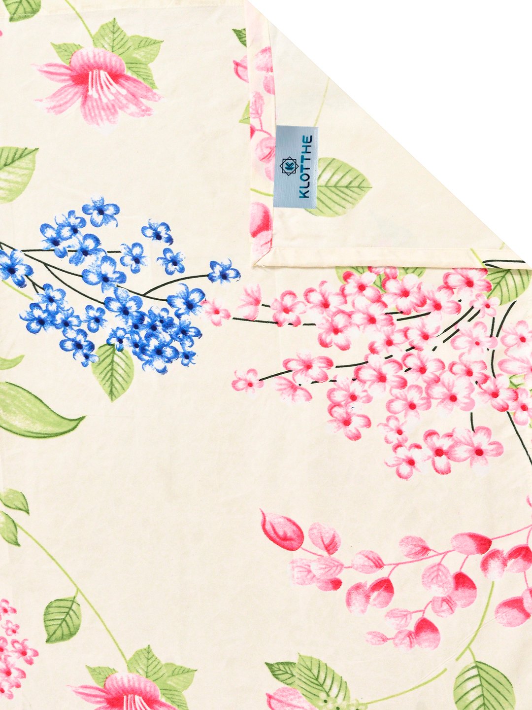Cream Floral Cotton Blend Double Bedsheet with 2 Pillow Covers