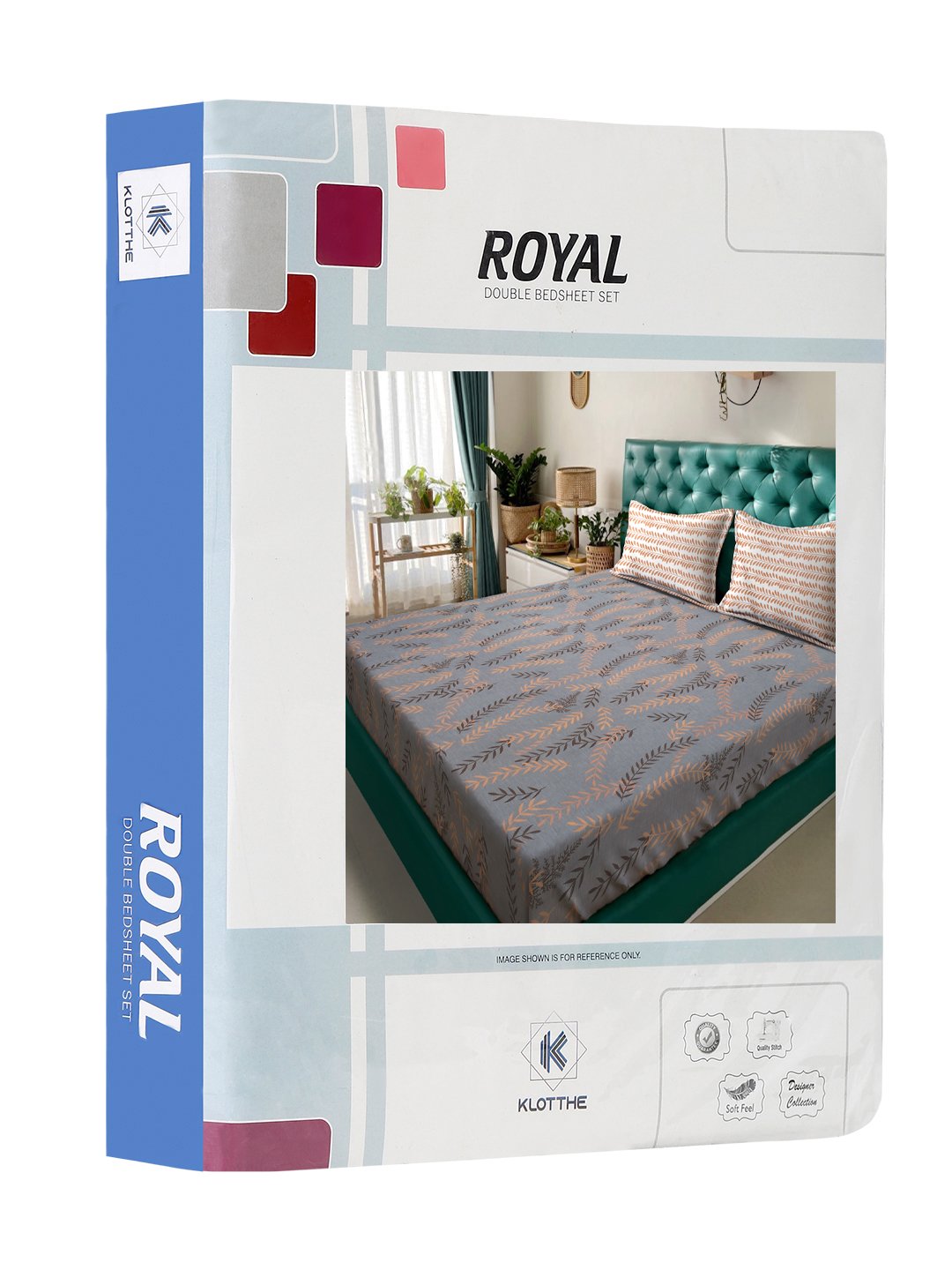 Grey Floral 300 TC Cotton Blend Double Bedsheet in Book Fold Packing