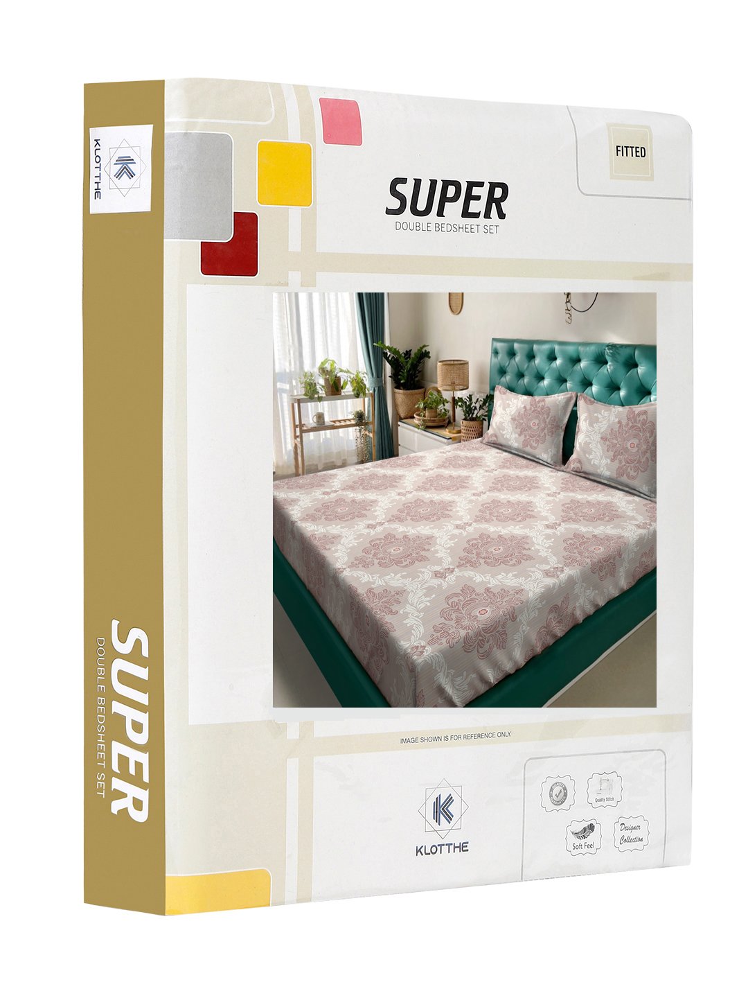 Multi Ethnic Motifs  300 TC Cotton Blend Fitted Double Bedsheet in Book Fold Packing