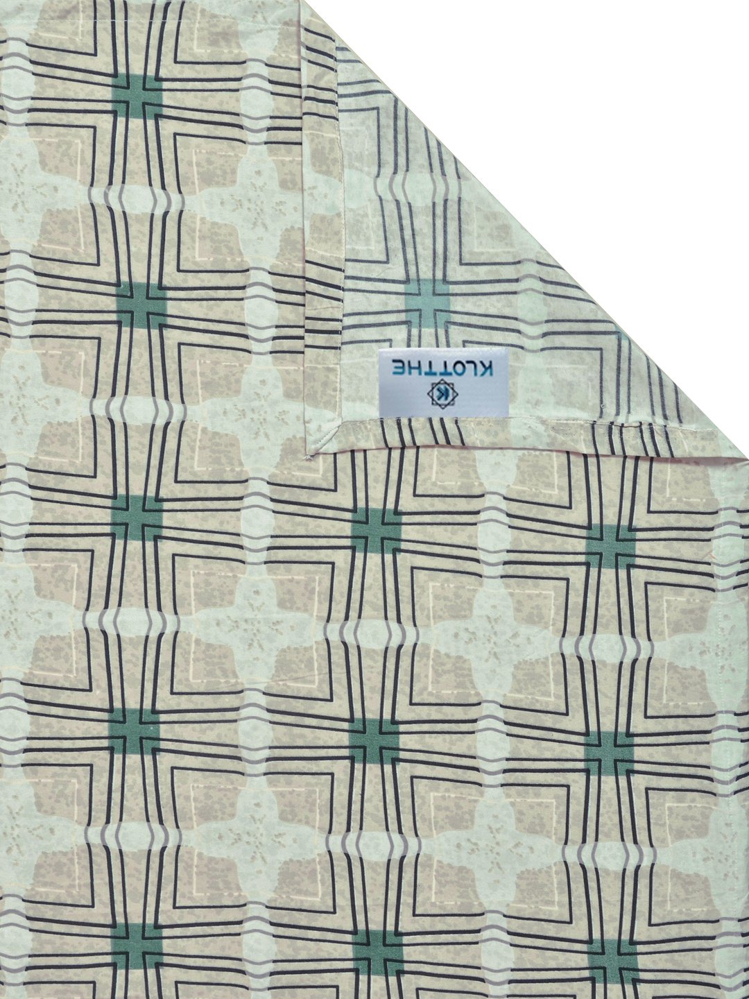 Green Geometric 300 TC Cotton Blend Double Bedsheet with 2 Pillow Covers
