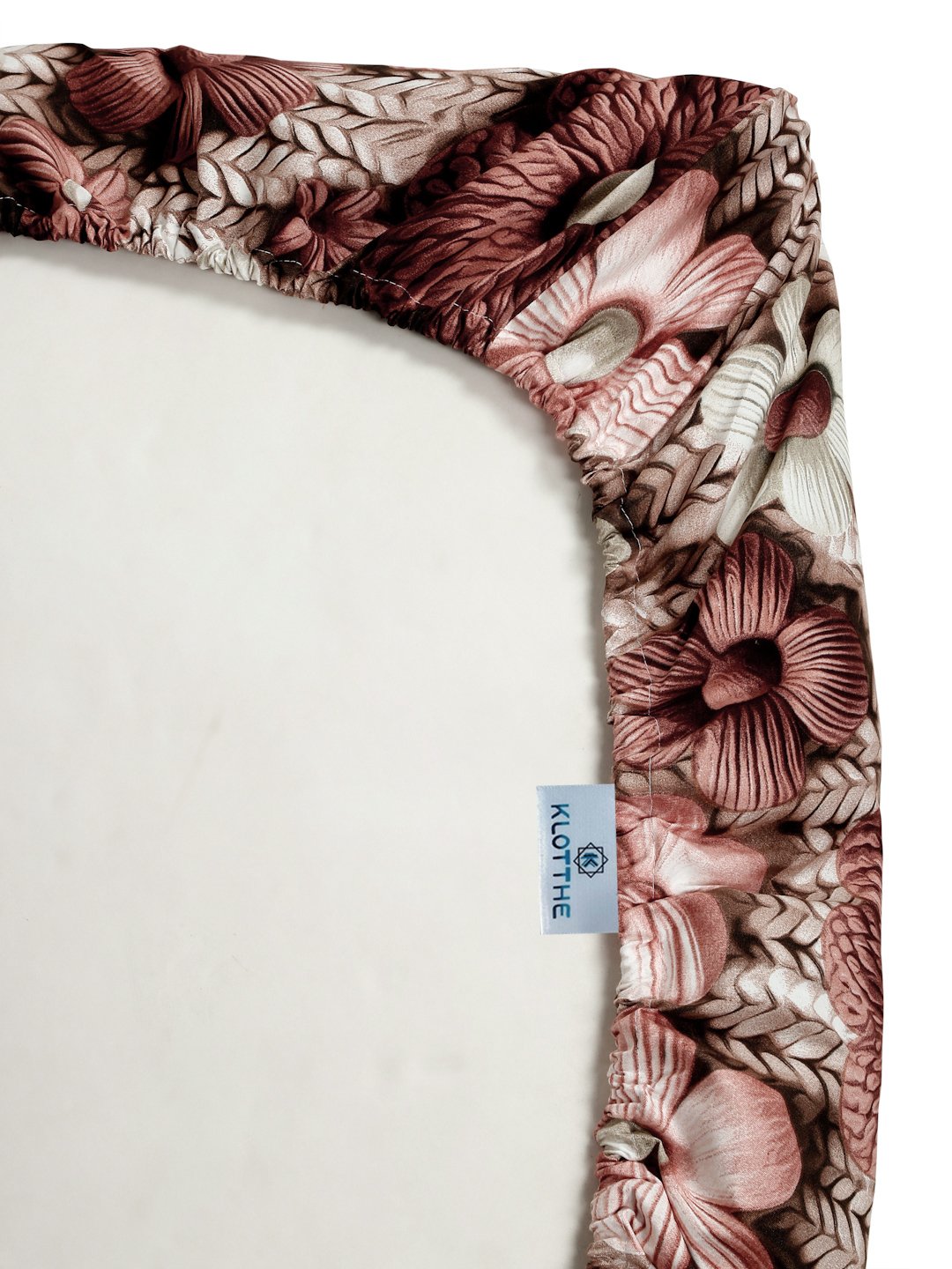 Brown Floral 7D Cotton Blend Fitted Single Bedsheet with Pillow Cover