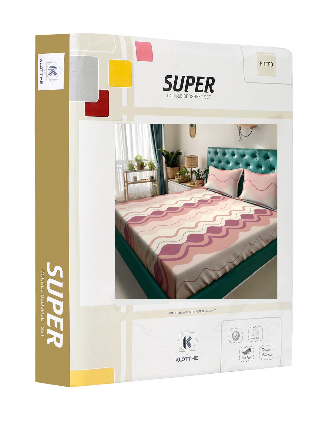 Multi Abstract  300 TC Cotton Blend Fitted Double Bedsheet in Book Fold Packing