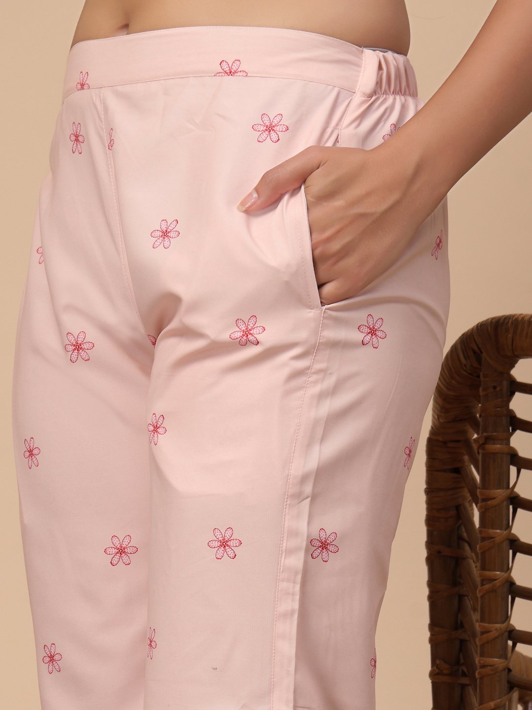 Pink Cotton Printed Shirt With Trousers Co-Ords Set