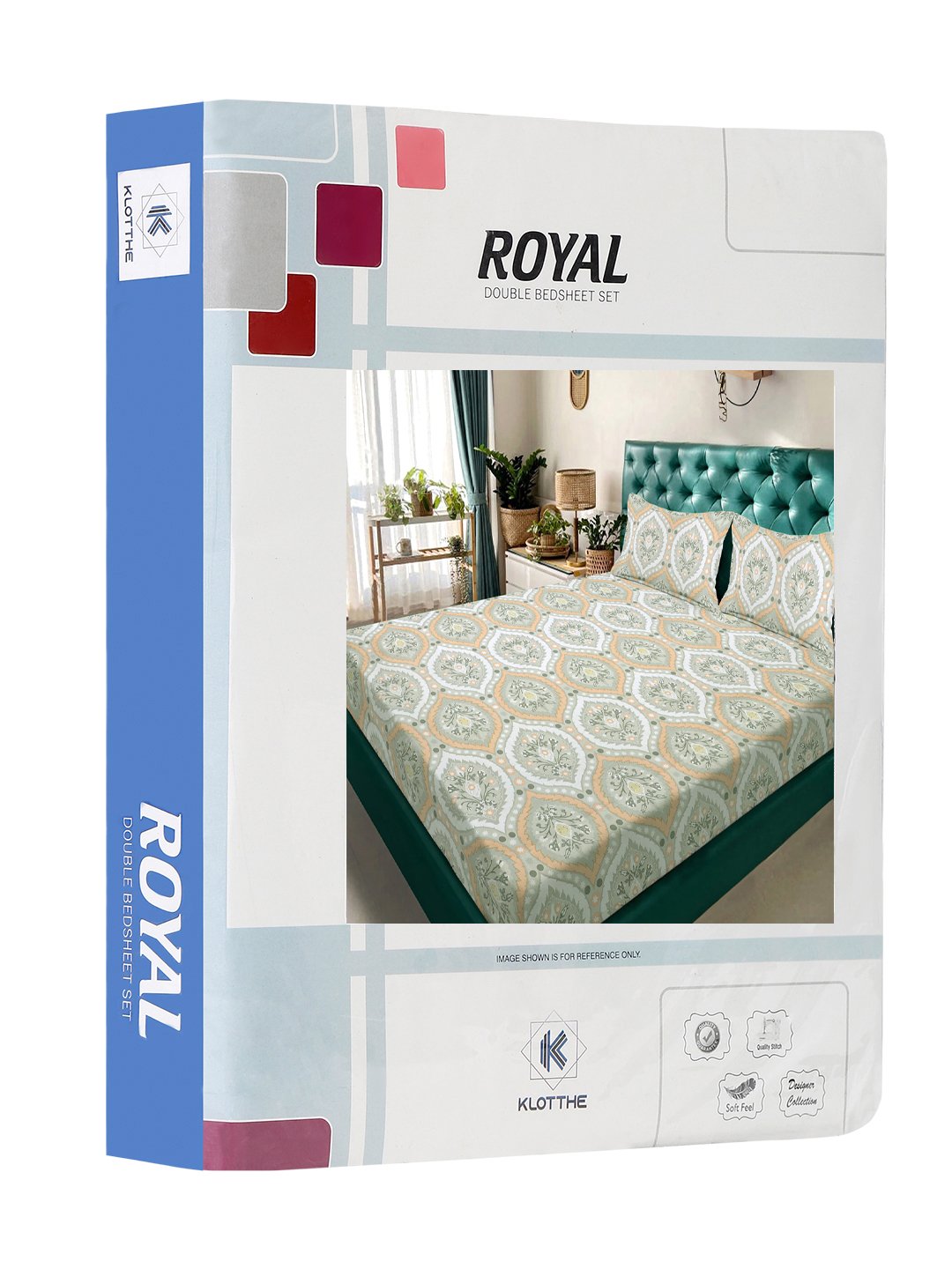 Multi Geometric 300 TC Cotton Blend Double Bedsheet in Book Fold Packing