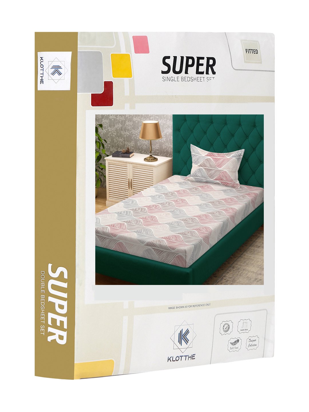 Multi Abstract 300 TC Cotton Blend Fitted Single Bedsheet Set in Book Fold Packing