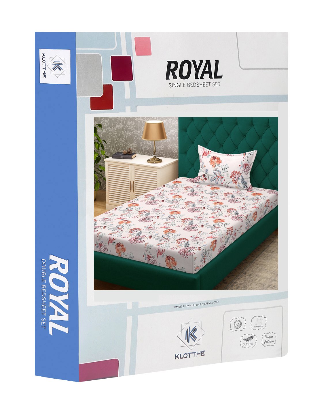 Multi Floral 300 TC Cotton Blend Single Bedsheet in Book Fold Packing