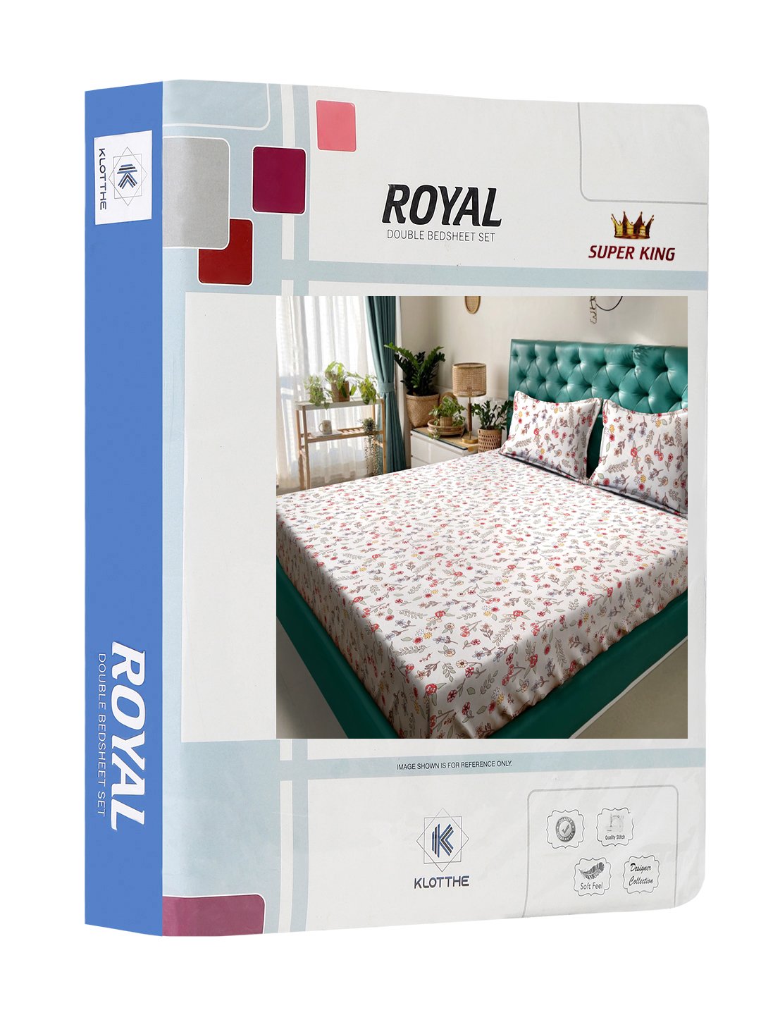 Off White Floral 300 TC Cotton Blend Super King Double Bedsheet in Book Fold Packing
