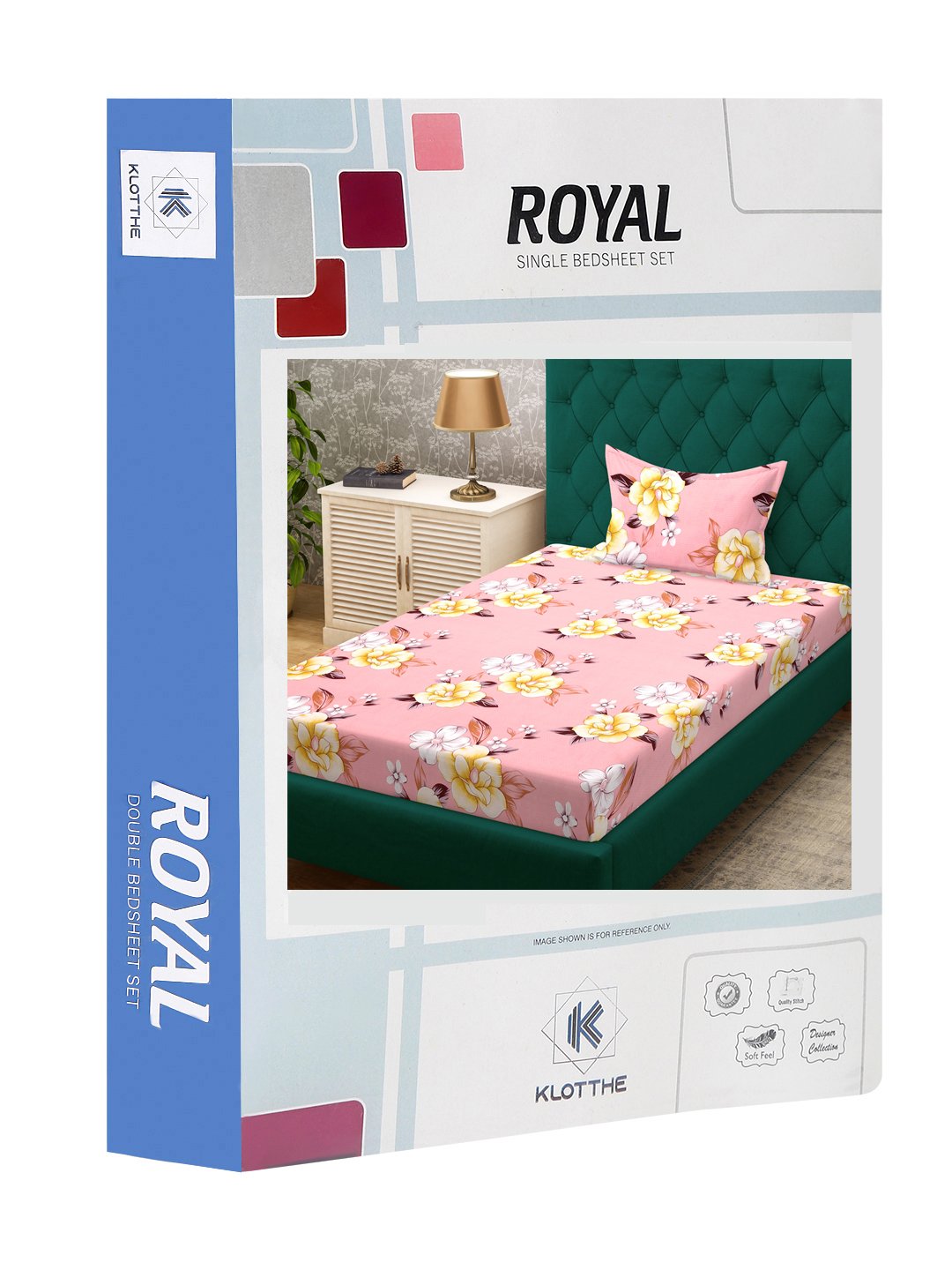Pink Floral 300 TC Cotton Blend Single Bedsheet in Book Fold Packing