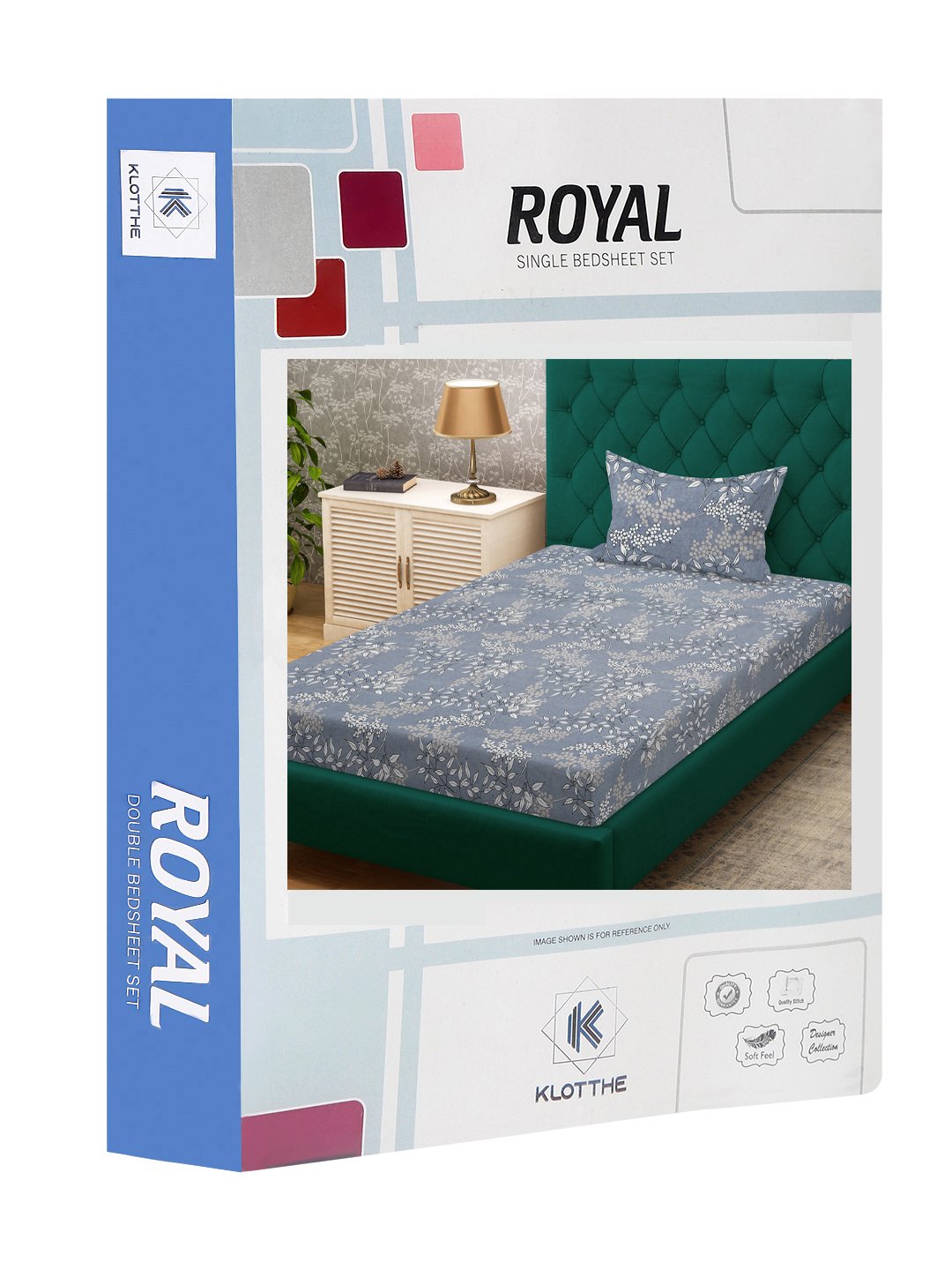 Grey Floral 300 TC Cotton Blend Single Bedsheet in Book Fold Packing