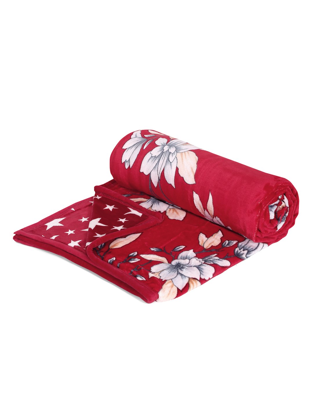 Red Woolen Floral Double Bed Dohar