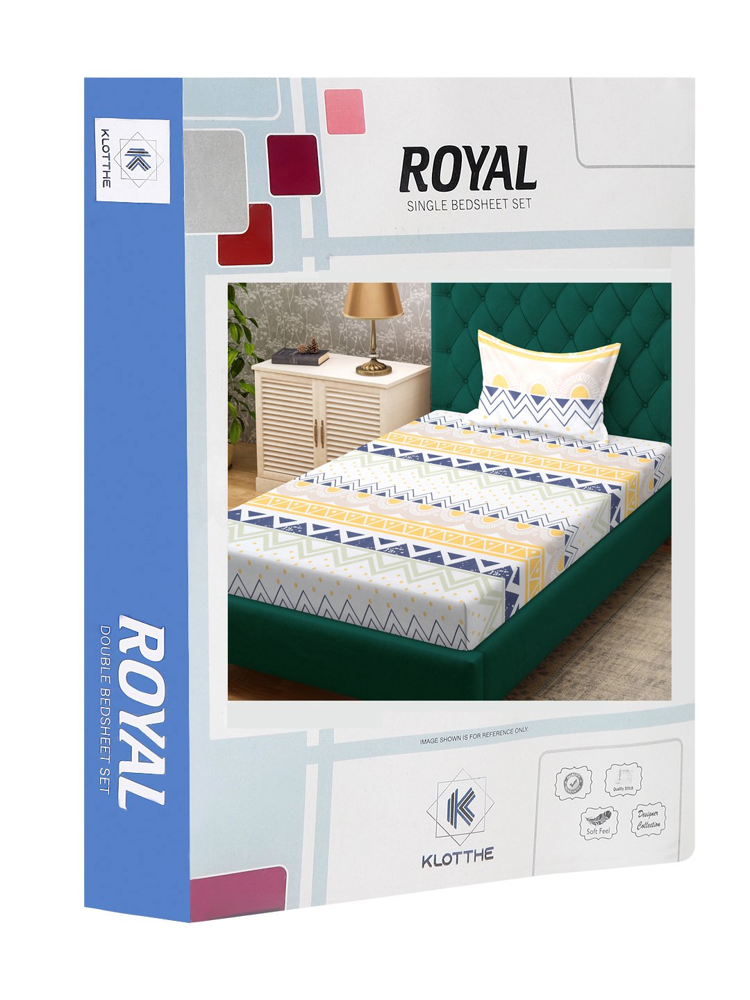 Multi Geometric 300 TC Cotton Blend Single Bedsheet Set in Book Fold Packing