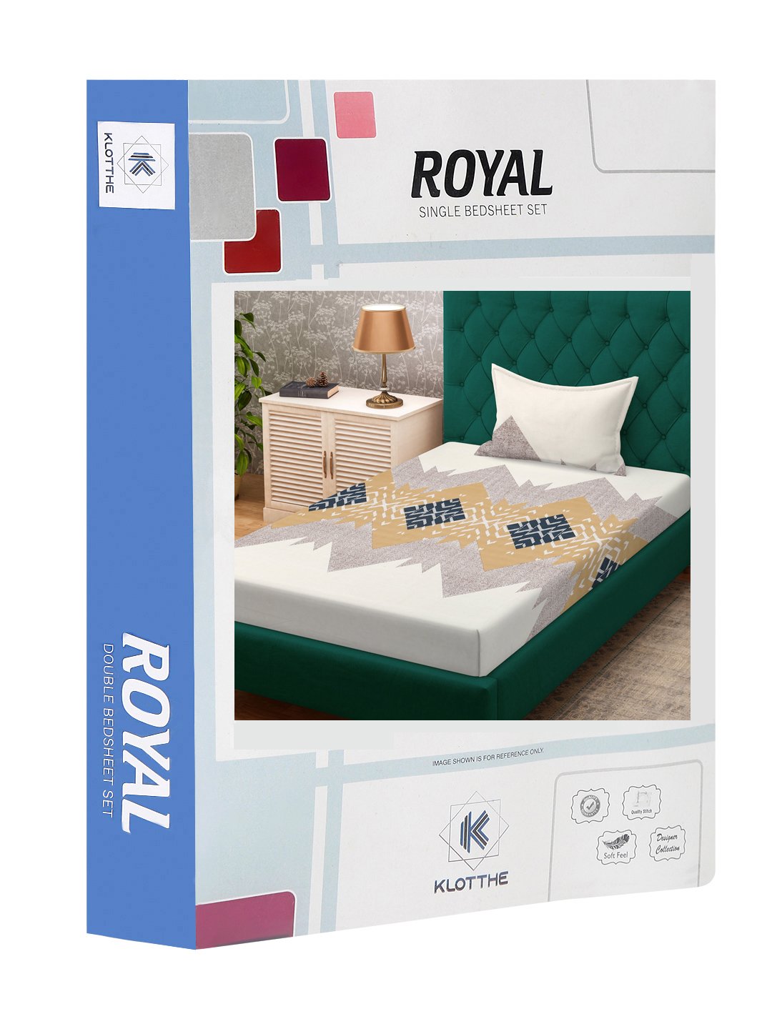 Multi Geometric 300 TC Cotton Blend Single Bedsheet Set in Book Fold Packing