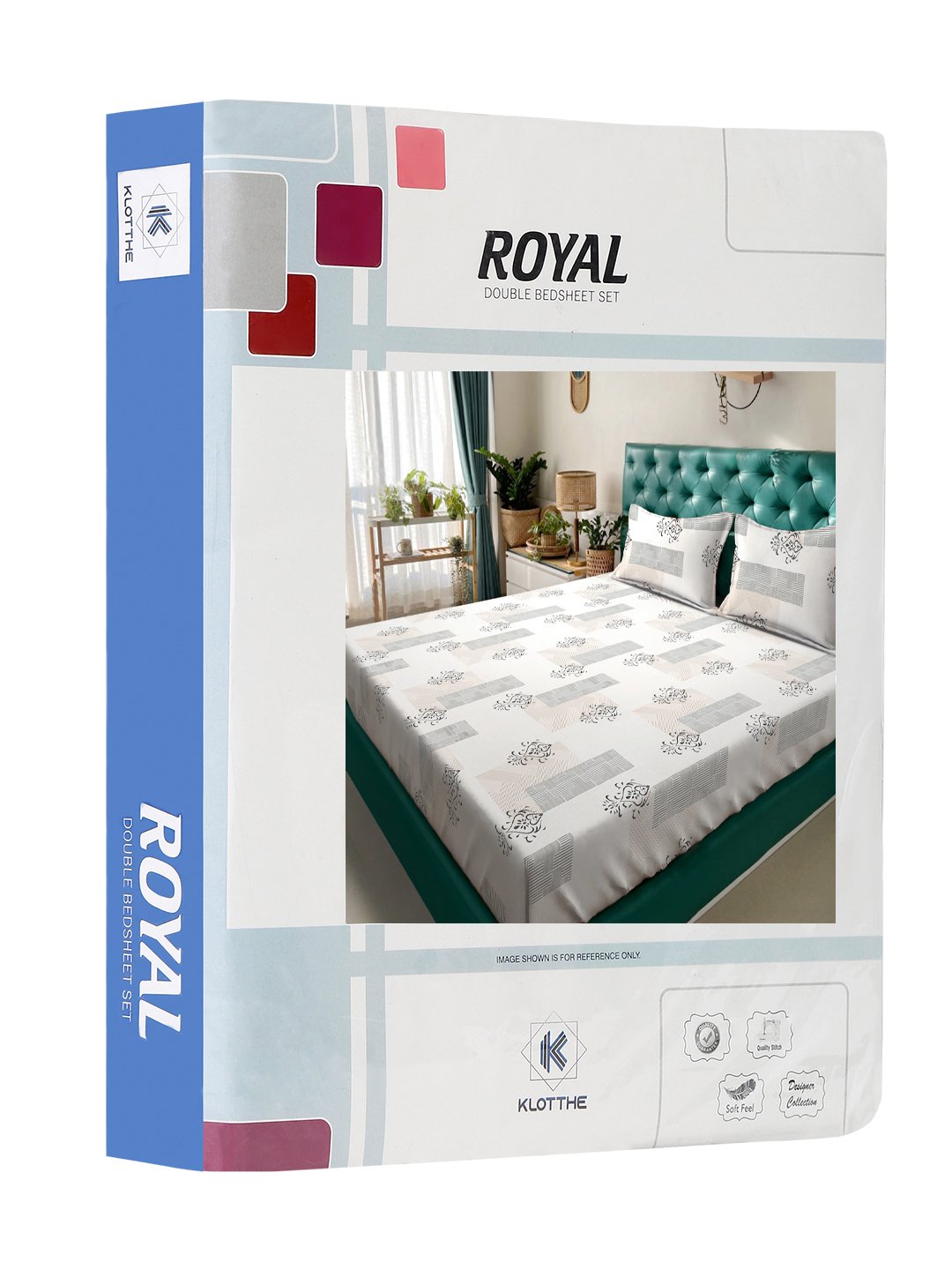Cream Ethnic Motifs  300 TC Cotton Blend Double Bedsheet in Book Fold Packing