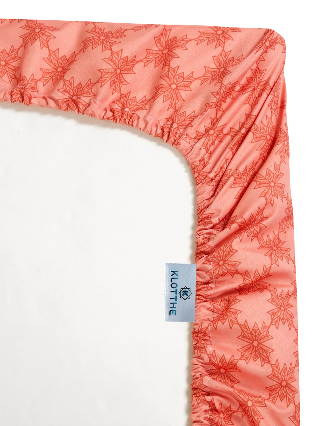 Rust Digital Ethnic Motifs Printed Cotton Blend Fitted Double Bedsheet with 2 Pillow Covers