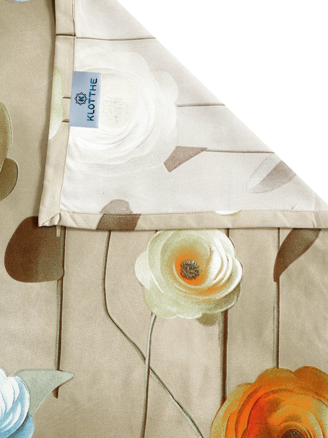 Beige Floral 7D Cotton Blend Single Bedsheet with Pillow Cover