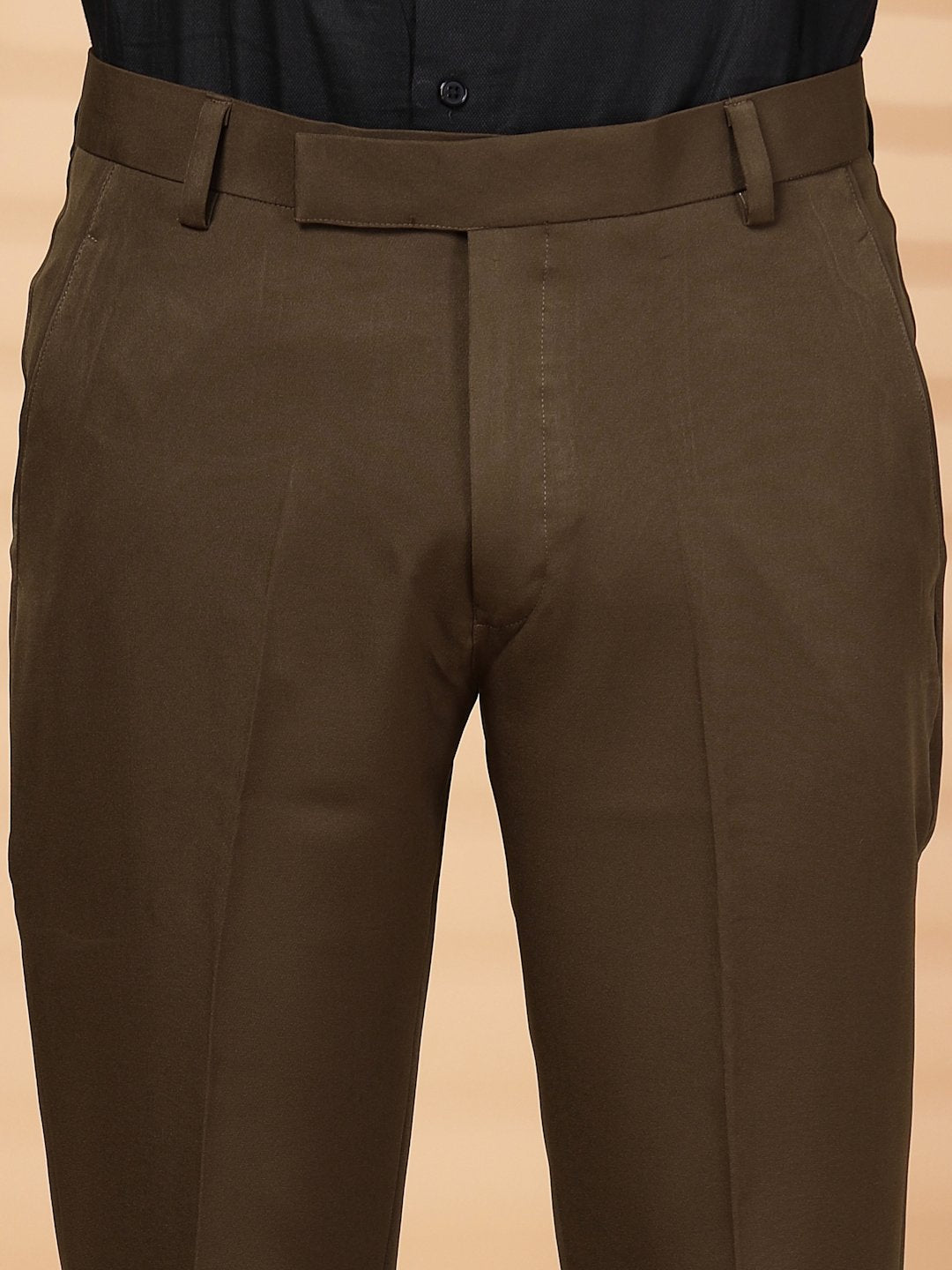 Brown Solid Embroidery Single-Breasted Two-Piece Party Suit