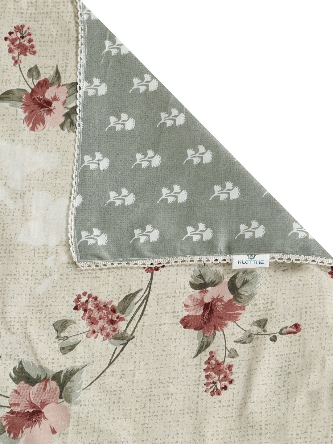 Green Cotton Blend Floral Double Bed Dohar
