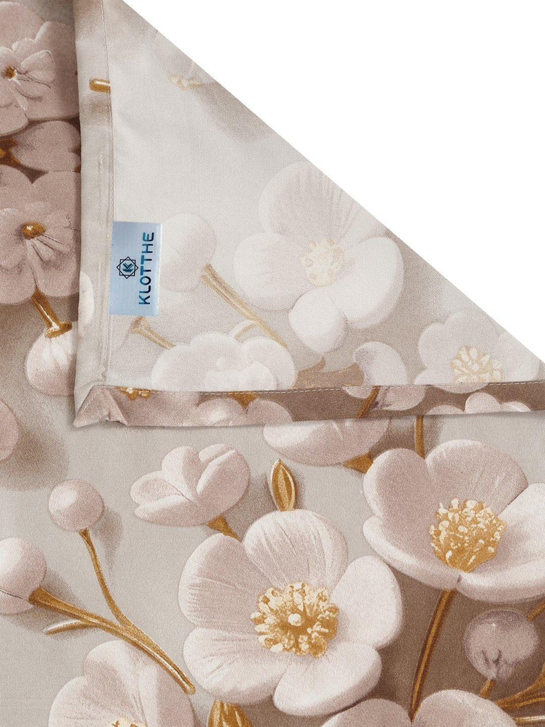 Cream Floral 7D King Size Cotton Blend Double Bedsheet with 2 Pillow Covers