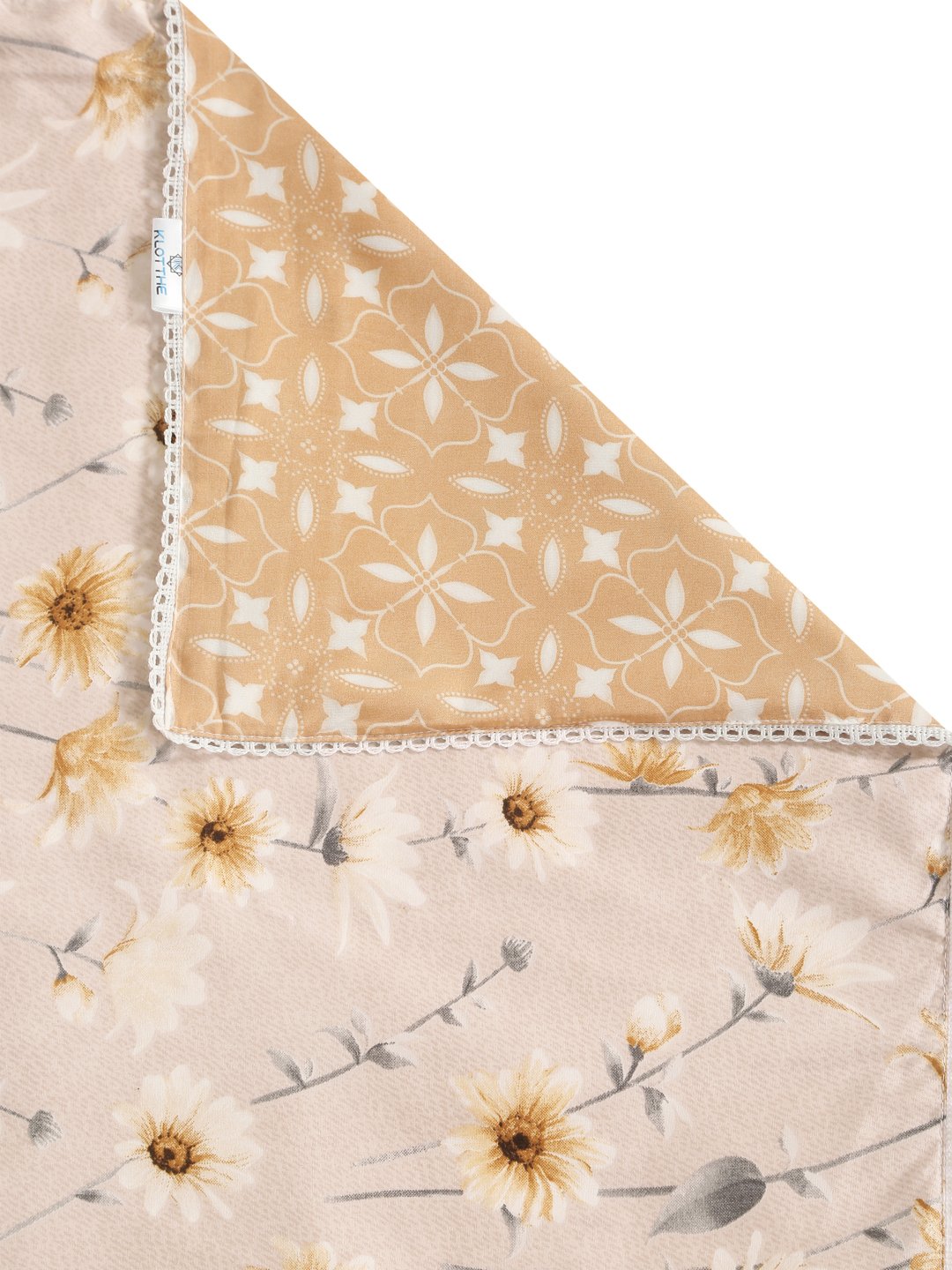 Peach Cotton Blend Floral Double Bed Dohar
