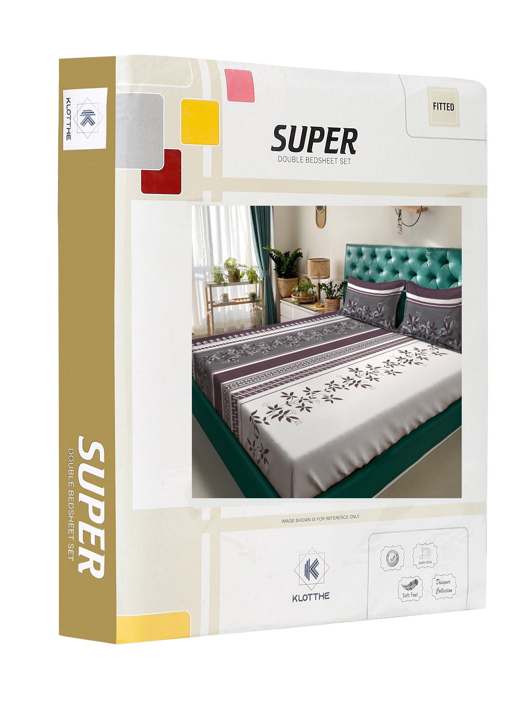 Multi Floral  300 TC Cotton Blend Fitted Double Bedsheet in Book Fold Packing
