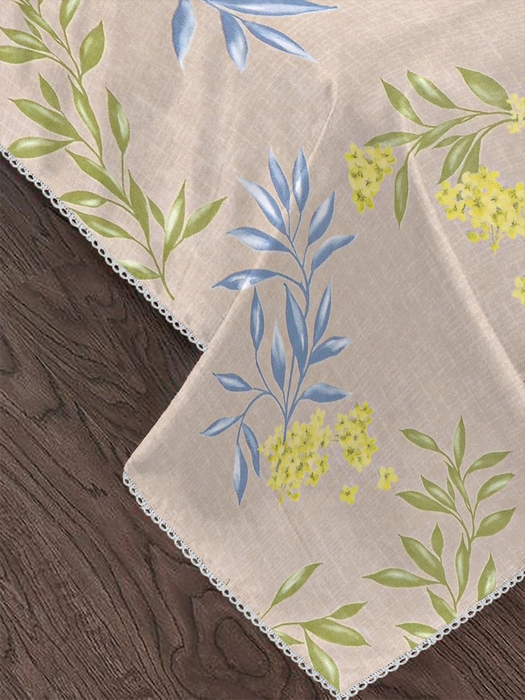 Beige Cotton Blend Floral Double Bed Dohar