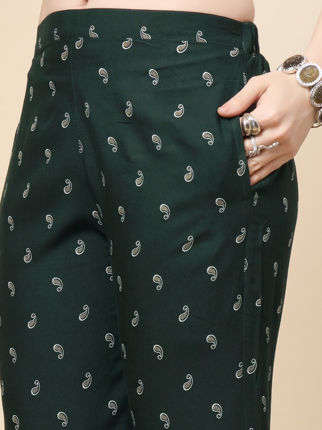 Green Cotton Printed Shirt With Trousers Co-Ords Set