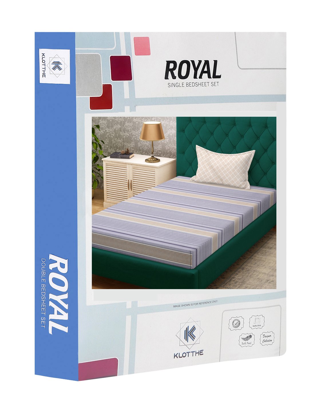 Purple Striped 300 TC Cotton Blend Single Bedsheet Set in Book Fold Packing