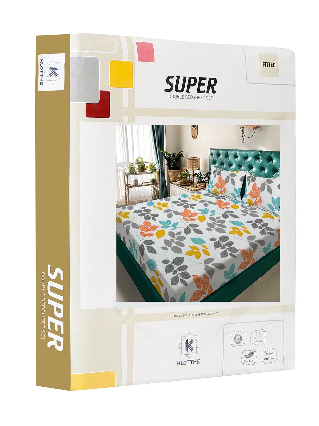 Multi Floral 300 TC Cotton Blend Fitted Double Bedsheet in Book Fold Packing