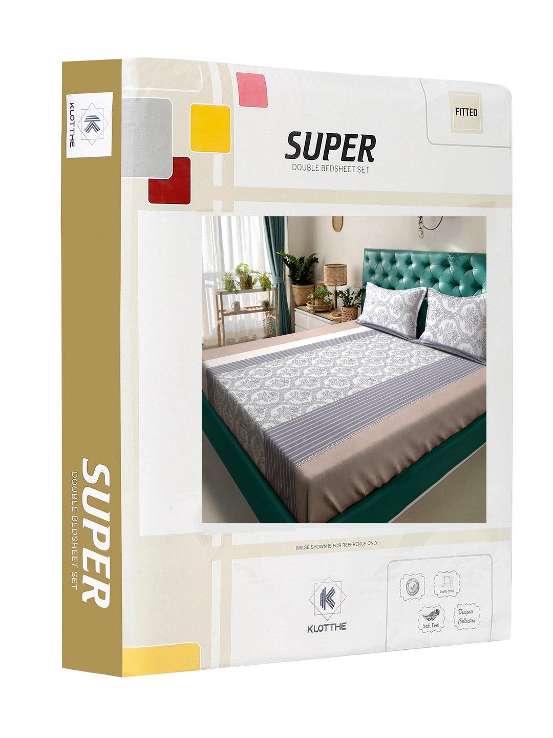 Multi Floral 300 TC Cotton Blend Fitted Double Bedsheet in Book Fold Packing