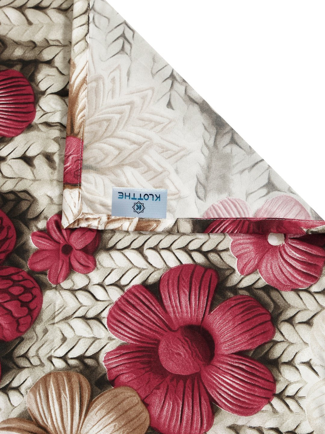 Beige Floral 7D Cotton Blend Single Bedsheet with Pillow Cover