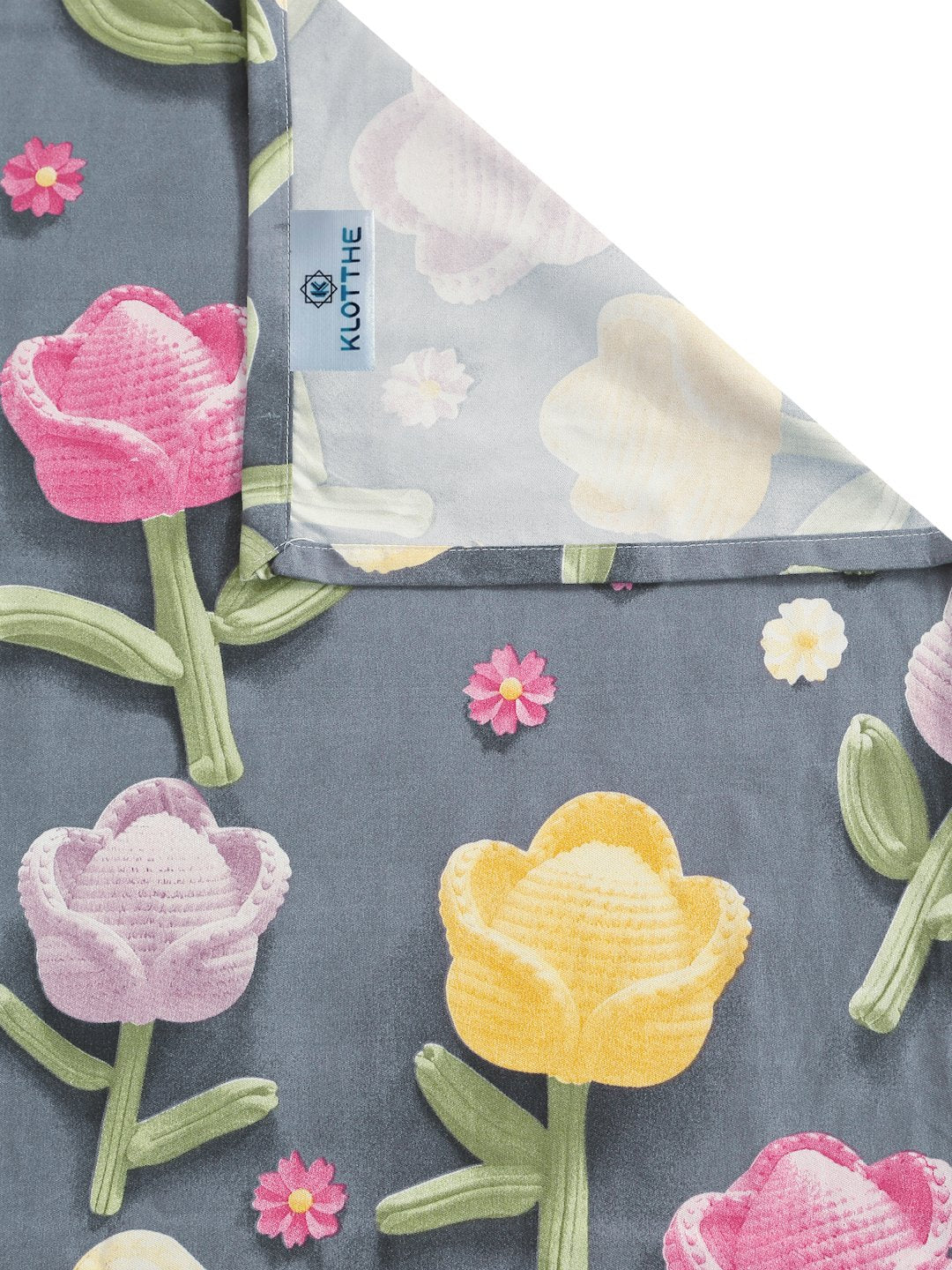 Grey Floral 7D Cotton Blend Single Bedsheet with Pillow Cover