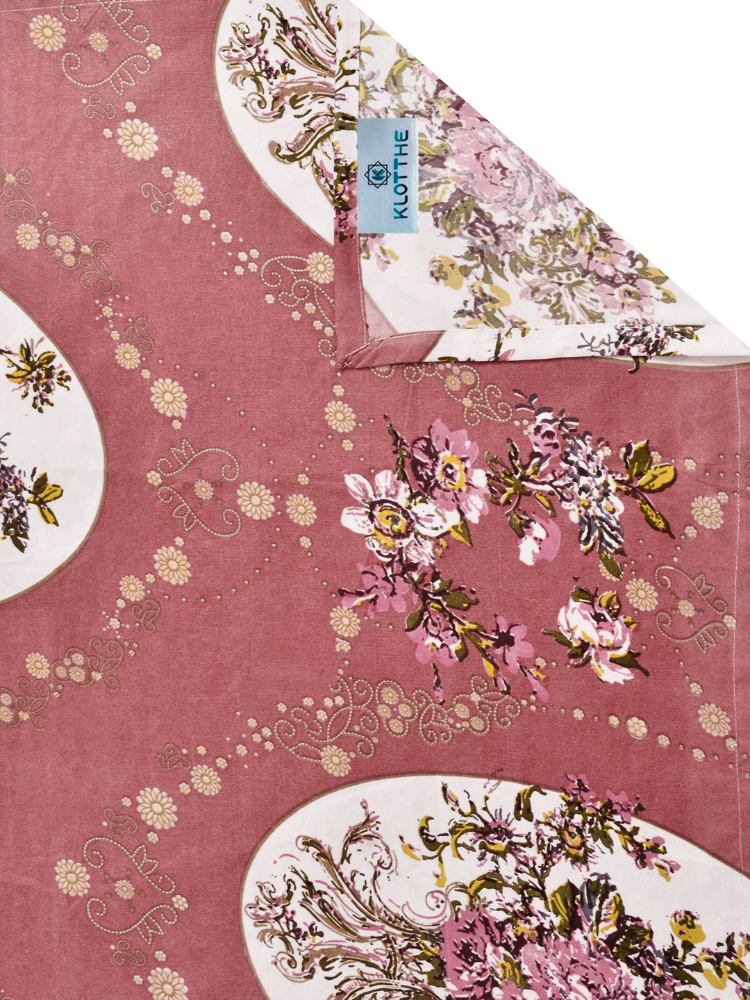 Rust Floral Cotton Blend Double Bedsheet with 2 Pillow Covers