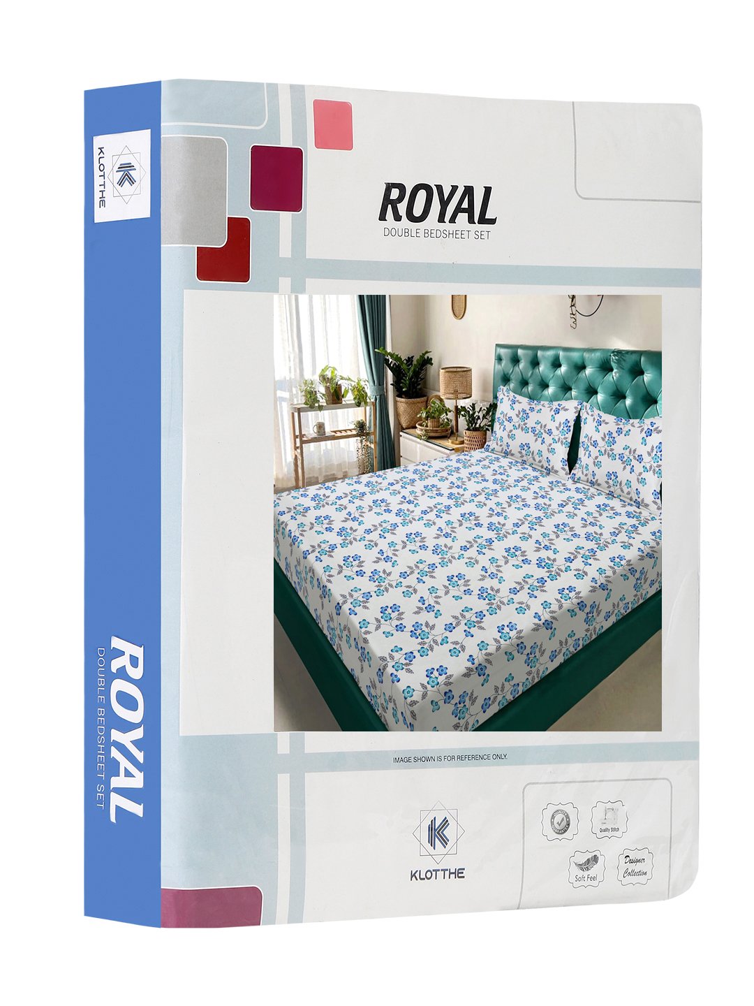 White Floral 300 TC Cotton Blend Double Bedsheet in Book Fold Packing