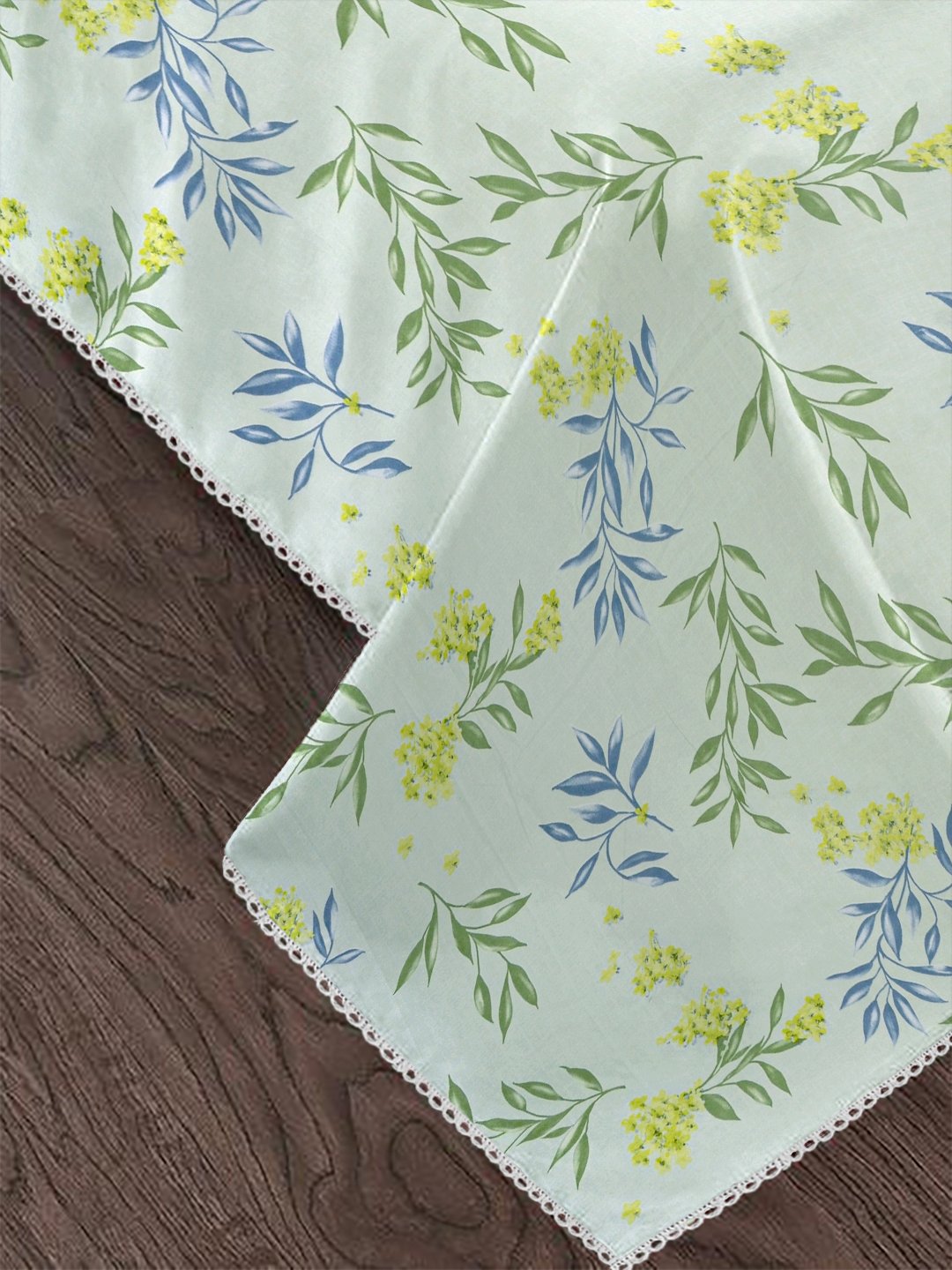 Green Cotton Blend Floral Double Bed Dohar