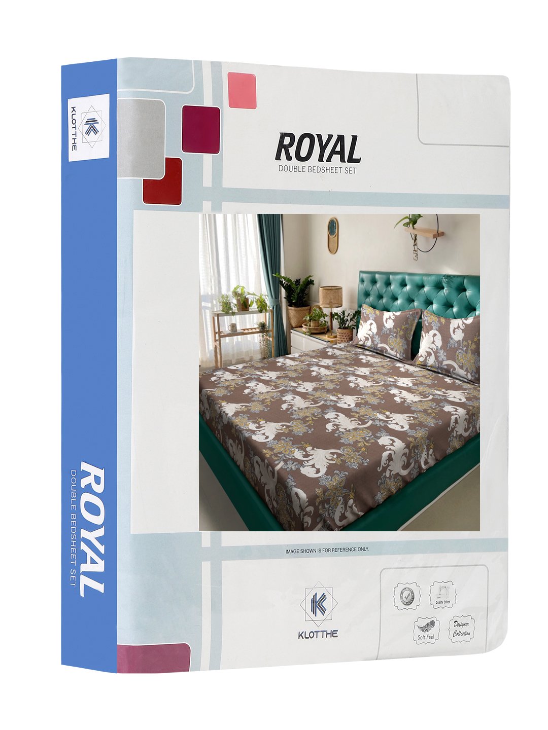 Book Fold Brown Floral 300 TC Cotton Blend Double Bedsheet with 2 Pillow Covers