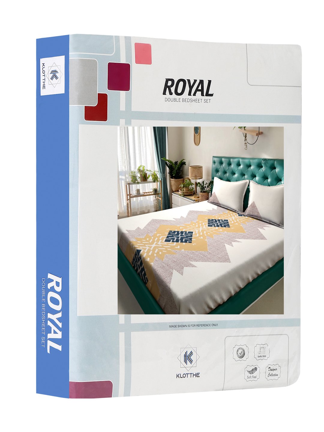 Book Fold Multi Geometric 300 TC Cotton Blend Double Bedsheet with 2 Pillow Covers