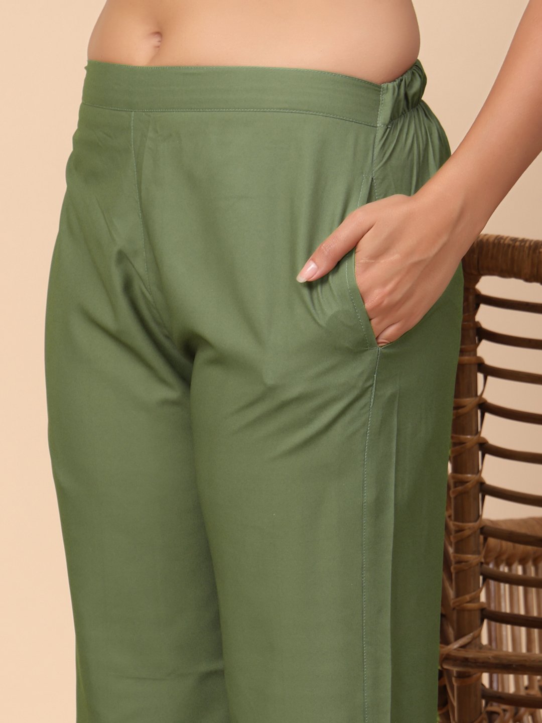 Green Cotton Printed Shirt With Trousers Co-Ords Set