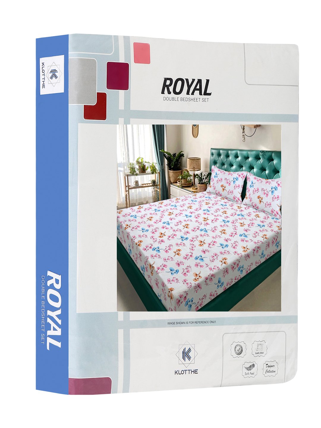 White Floral 300 TC Cotton Blend Double Bedsheet in Book Fold Packing