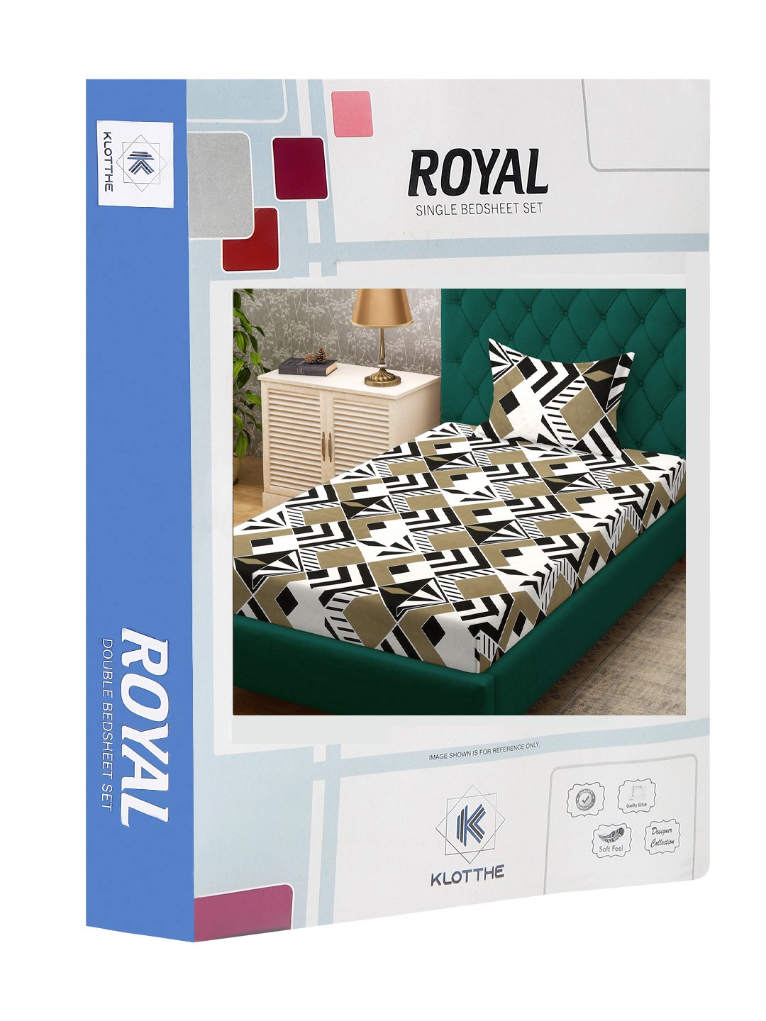 Multi Geometric 300 TC Cotton Blend Single Bedsheet Set in Book Fold Packing