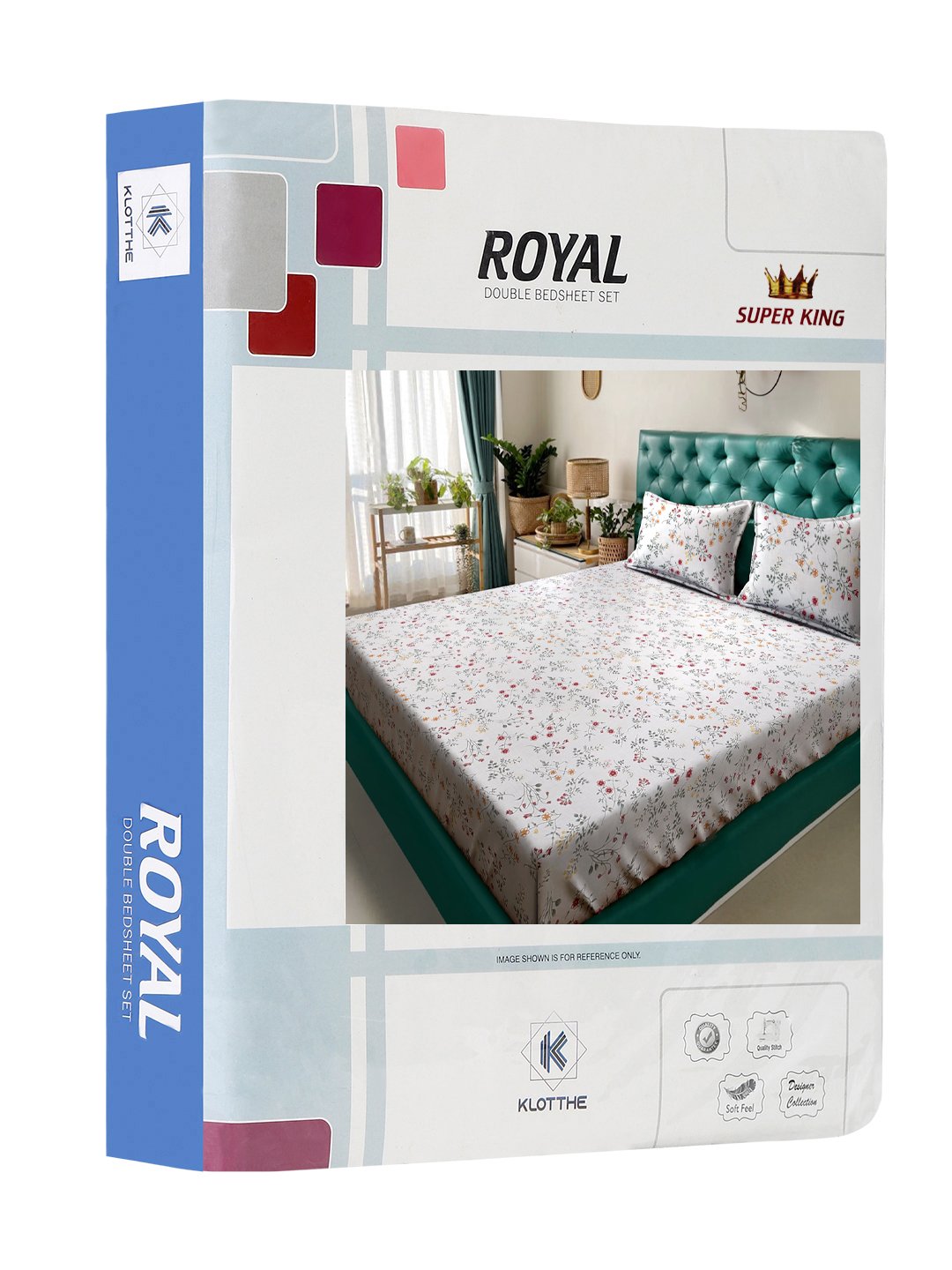 Off White Floral 300 TC Cotton Blend Super King Double Bedsheet in Book Fold Packing