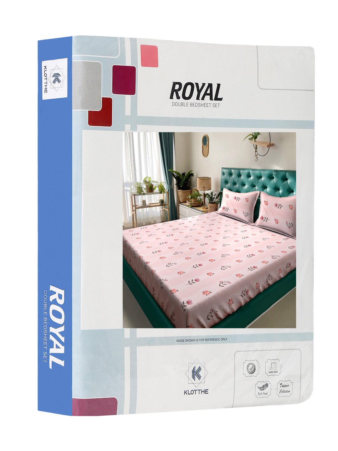Book Fold Pink Floral 300 TC Cotton Blend Double Bedsheet with 2 Pillow Covers
