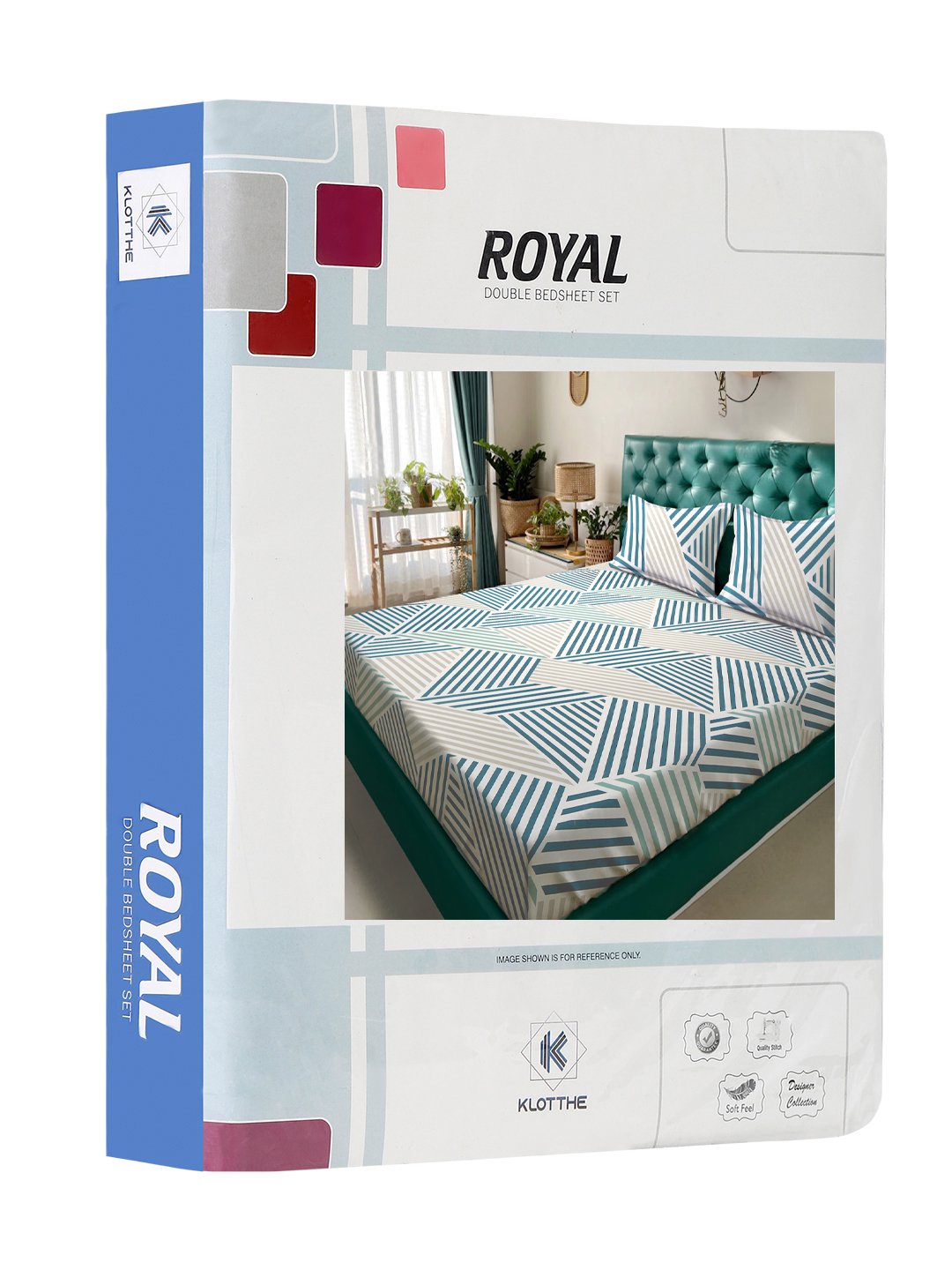 Green Geometric 300 TC Cotton Blend Double Bedsheet in Book Fold Packing
