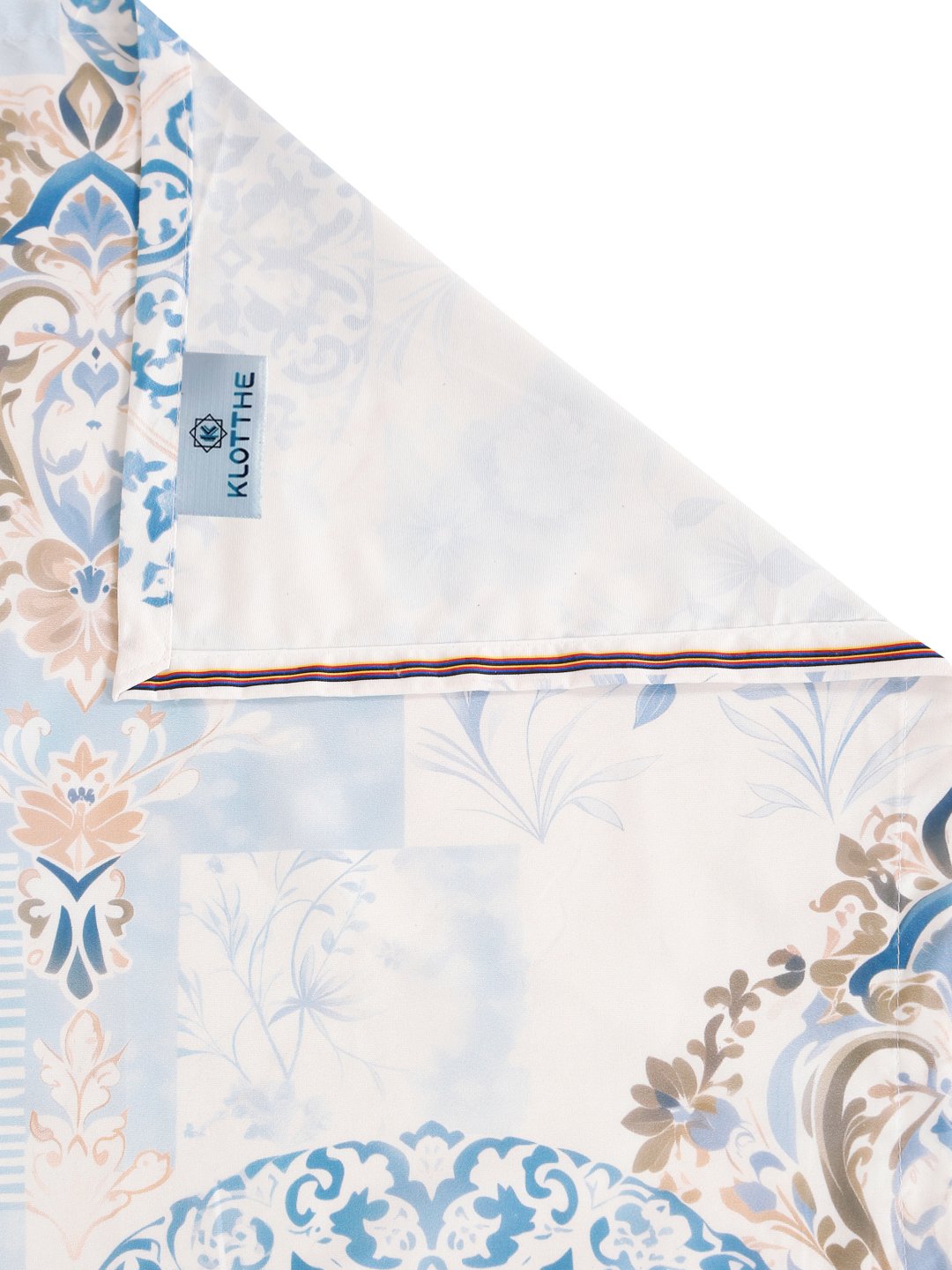 Digital Blue Geometric Cotton Blend Double Bedsheet with 2 Pillow Covers
