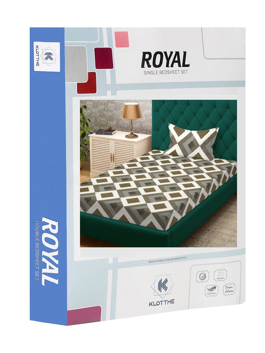 Multi Geometric 300 TC Cotton Blend Single Bedsheet in Book Fold Packing
