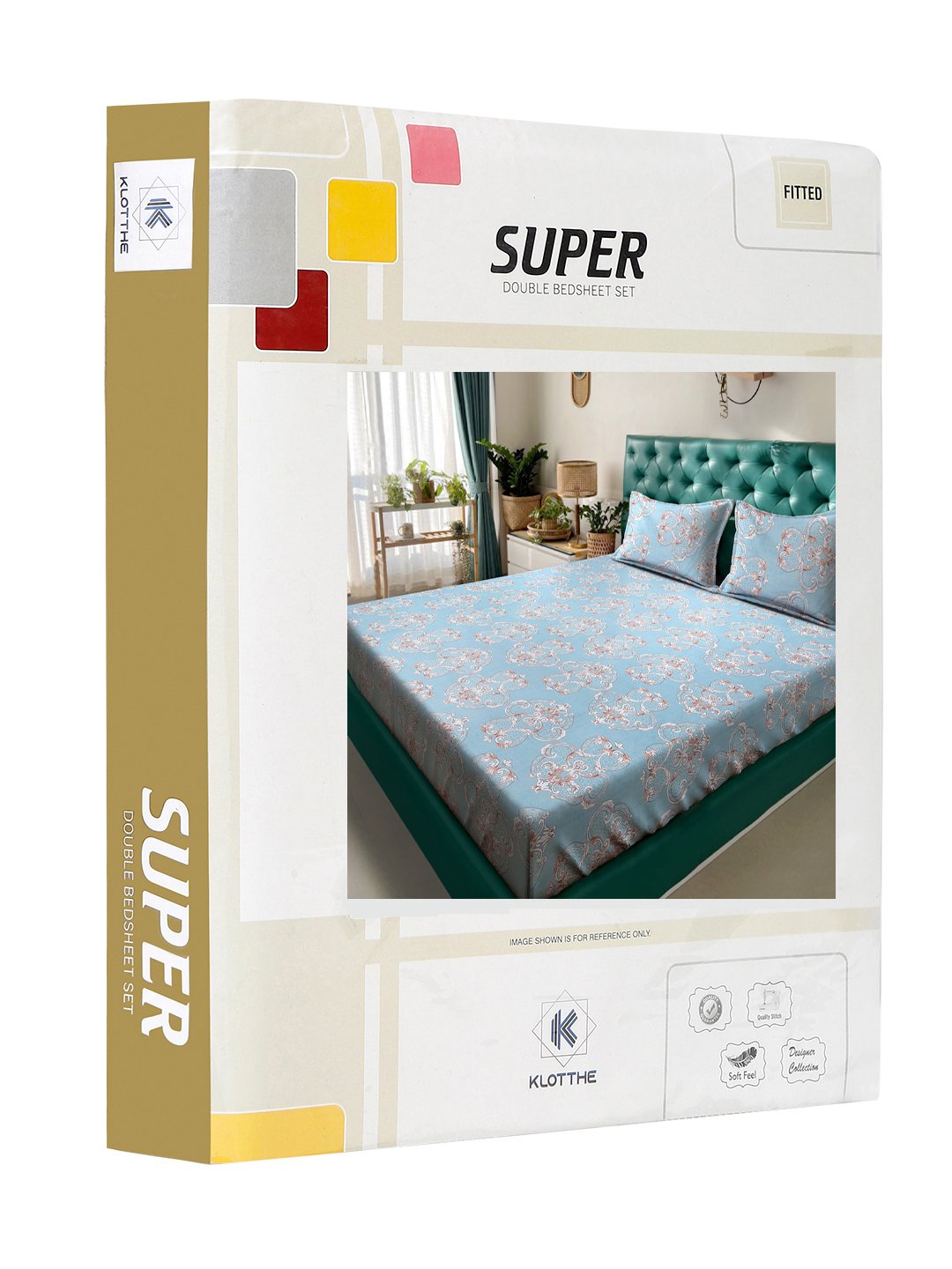 Ethnic Motifs 300 TC Cotton Blend Fitted Double Bedsheet in Book Fold Packing