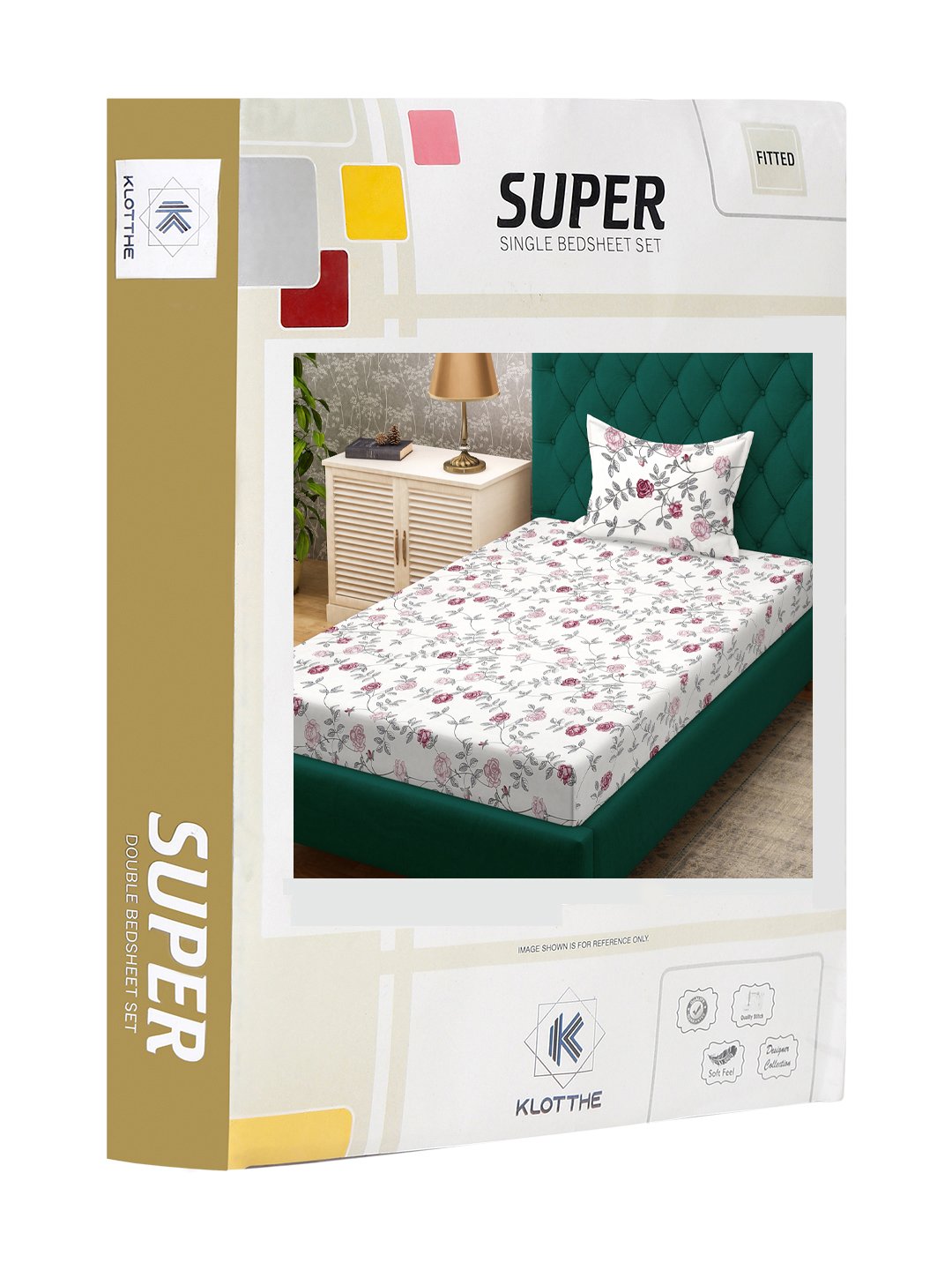 Cream Floral 300 TC Cotton Blend Fitted Single Bedsheet Set in Book Fold Packing
