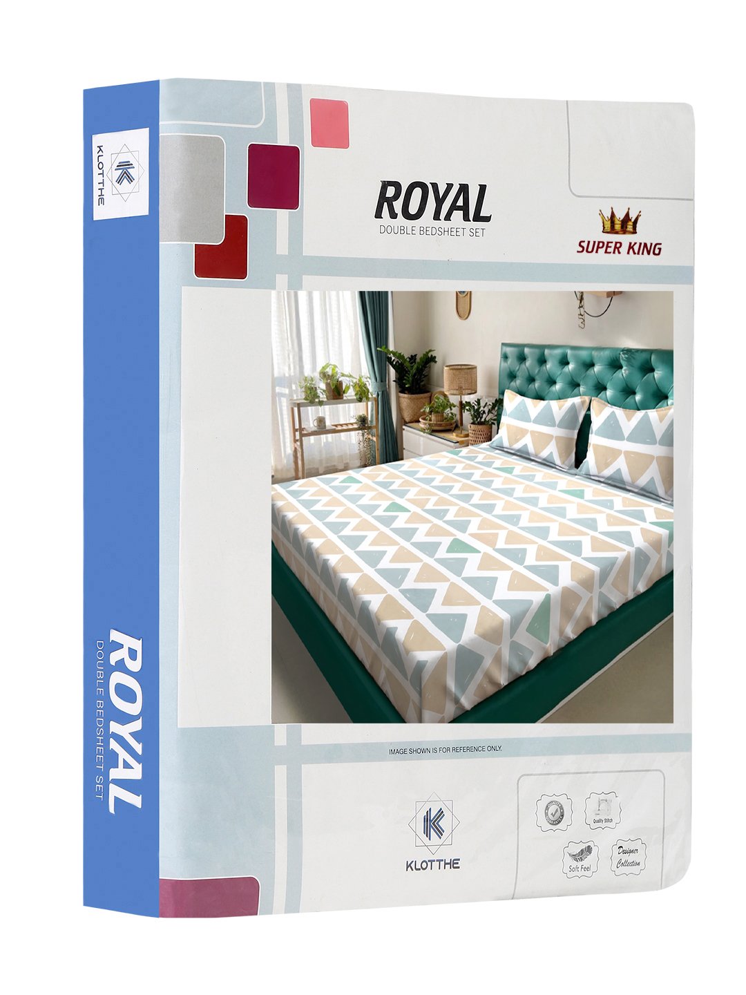 Multi Geometric 300 TC Cotton Blend Double Bedsheet in Book Fold Packing