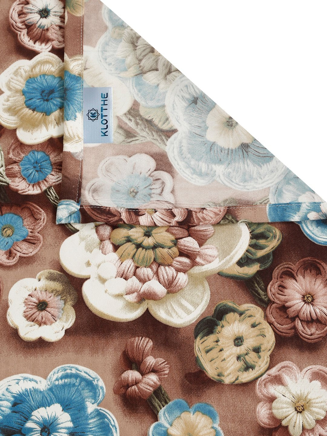 Brown Floral 7D King Size Cotton Blend Double Bedsheet with 2 Pillow Covers